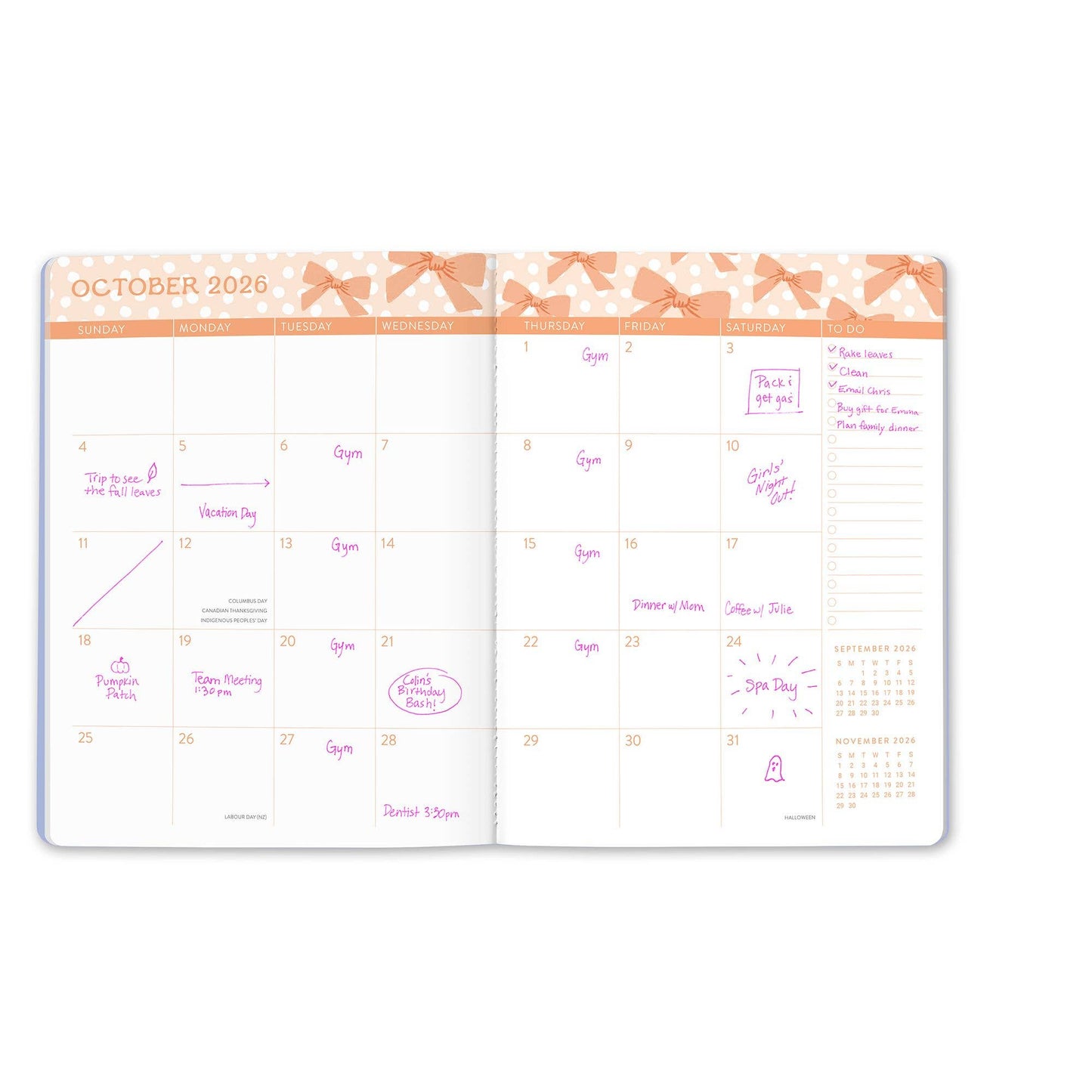 2026 Sweet Bows Just Right Monthly Planner