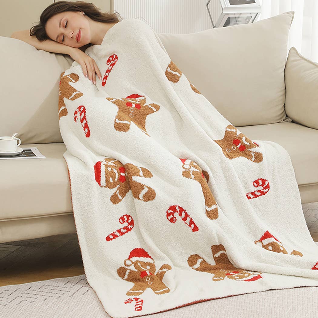 Christmas Gingerbread Cozy Soft Throw Blanket : GINGERBREAD / ONE SIZE