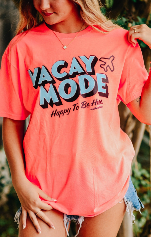 Vacay Mode Neon Orange Tee