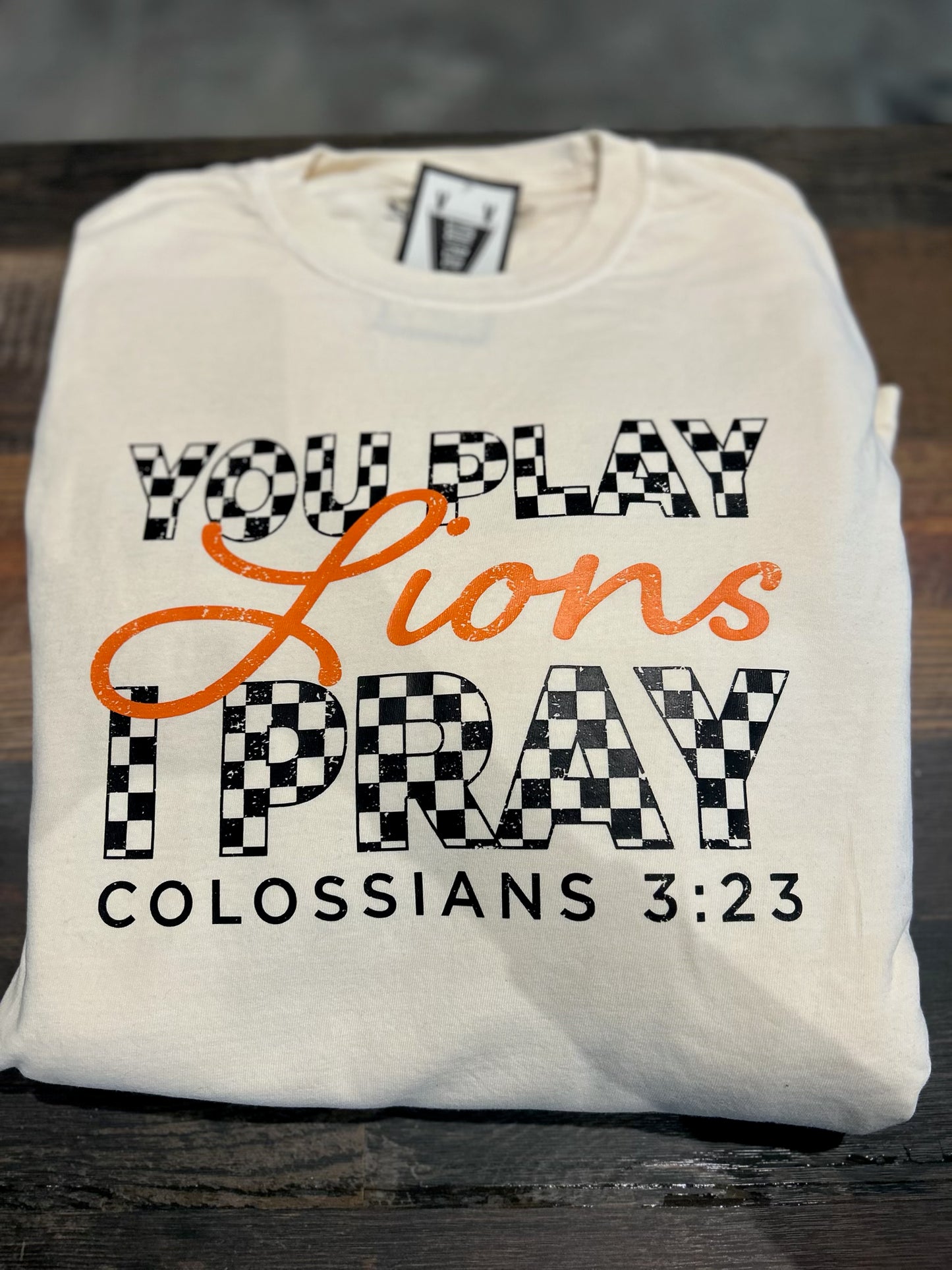 Lions You Play I Pray Checker Long Sleeve