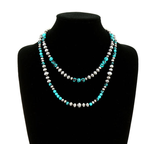 Western 2 Layer Navajo Style Pearl Necklace