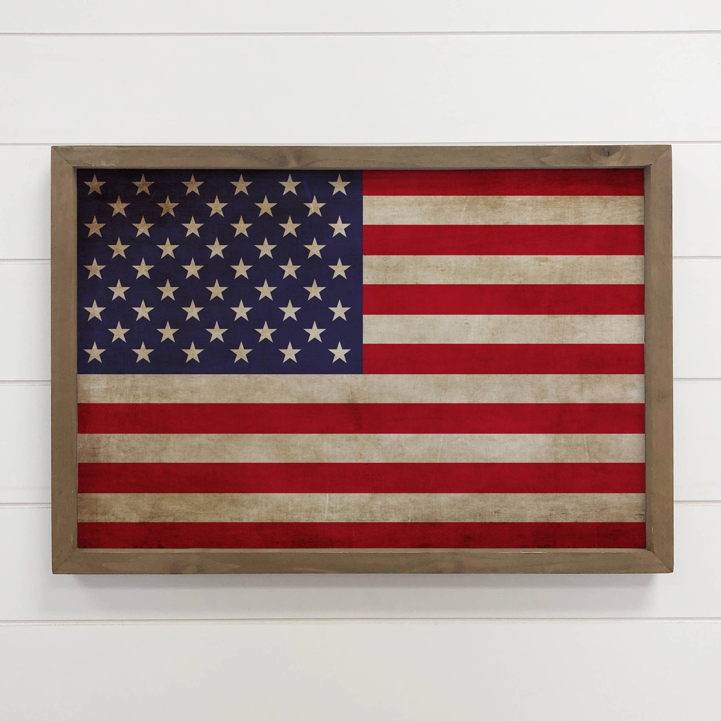 American Flag Vintage 12x18 Wood Print