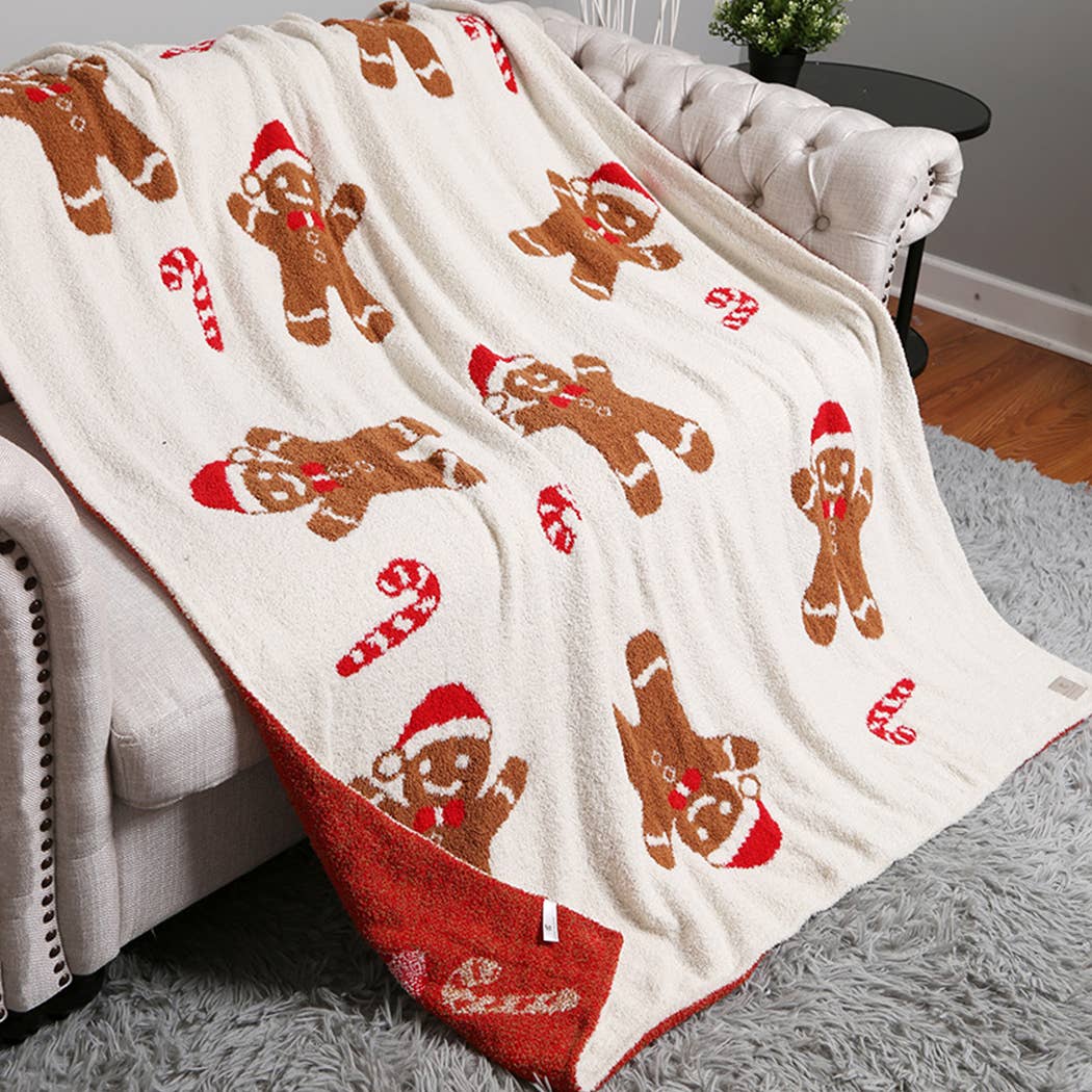 Christmas Gingerbread Cozy Soft Throw Blanket : GINGERBREAD / ONE SIZE