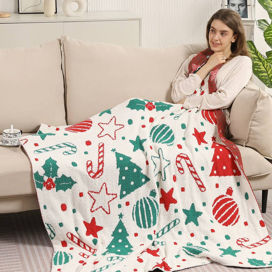 Festive Holiday Pattern Print Cozy Throw Blanket: GNRD / ONE SIZE