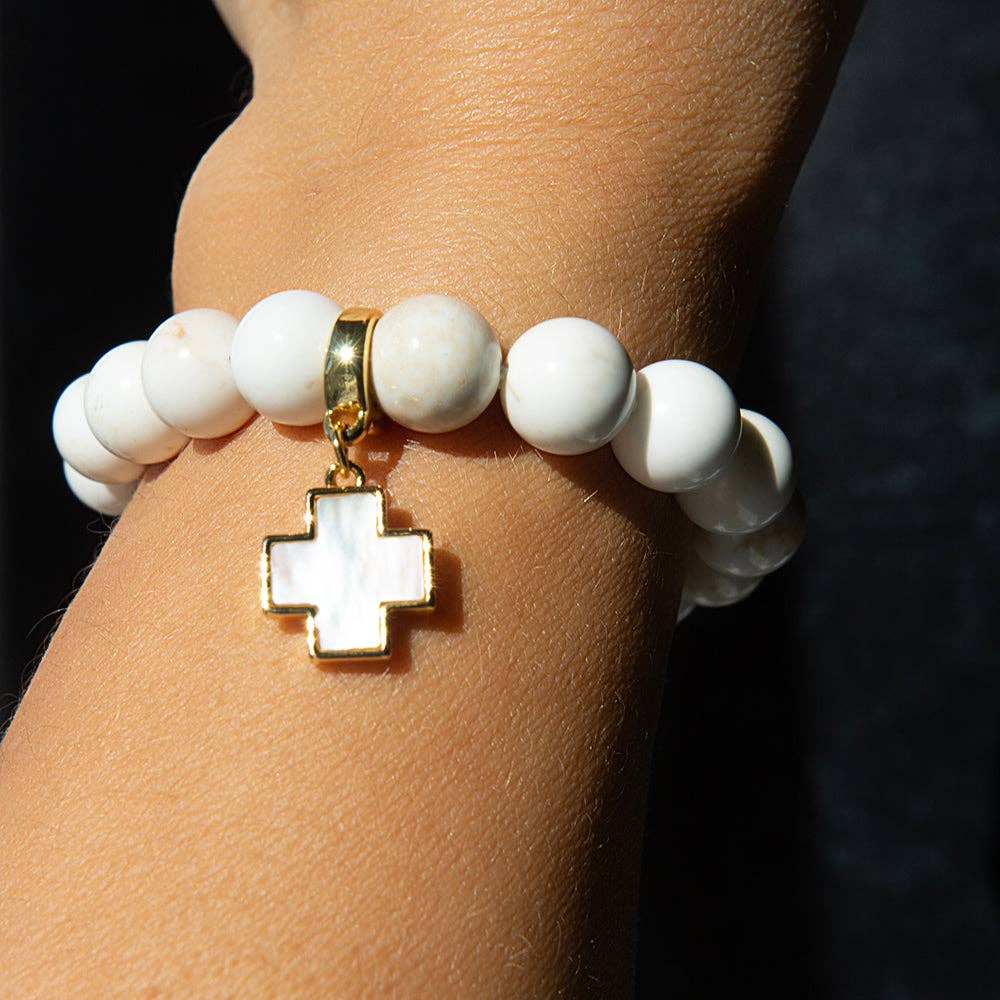 Pearl Cross Charm