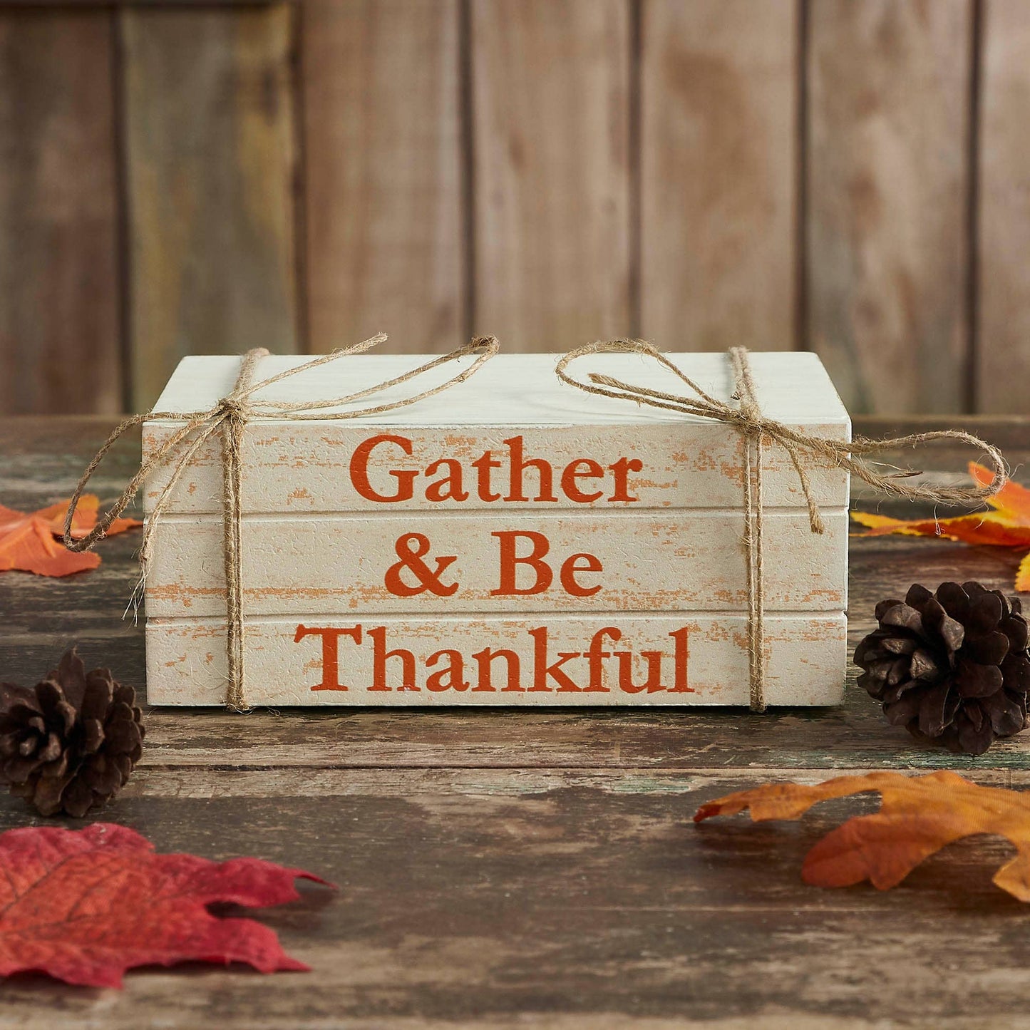 Gather & Be Thankful Faux Book Stack Farmhouse Rustic Decorative Home Accent