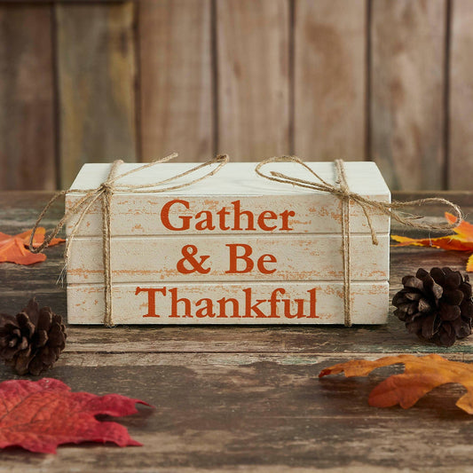 Gather & Be Thankful Faux Book Stack Farmhouse Rustic Decorative Home Accent