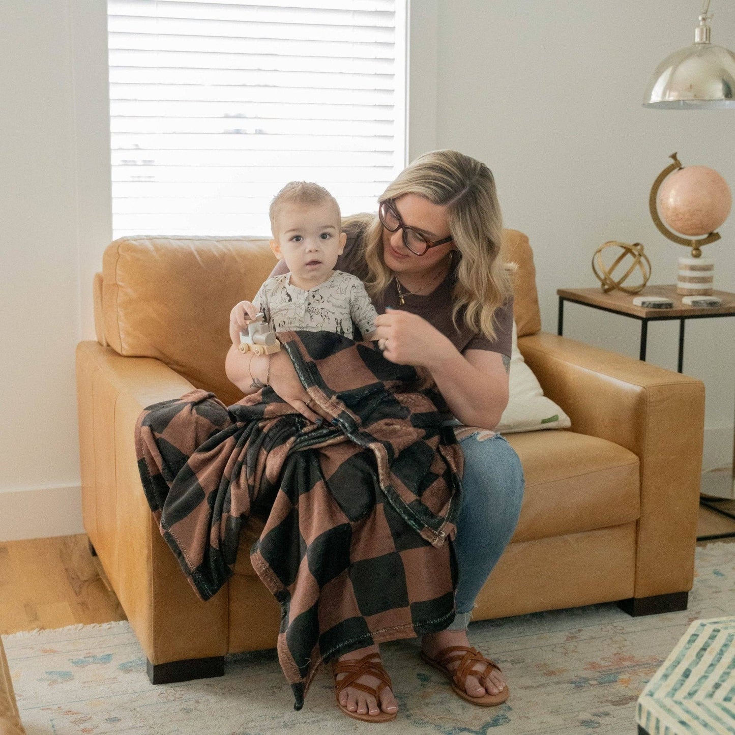 Ink & Earth Checkerboard Double Sided Throw Blanket
