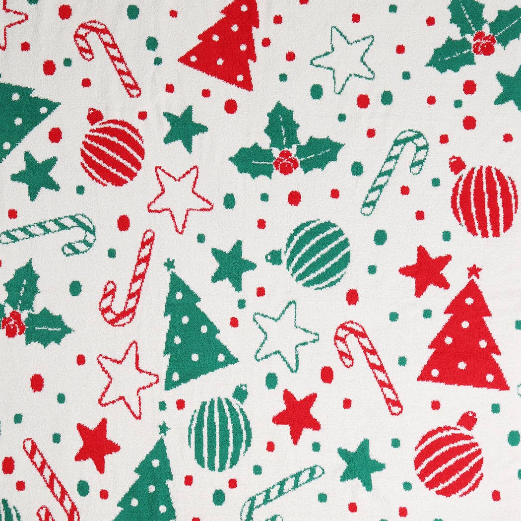 Festive Holiday Pattern Print Cozy Throw Blanket: GNRD / ONE SIZE