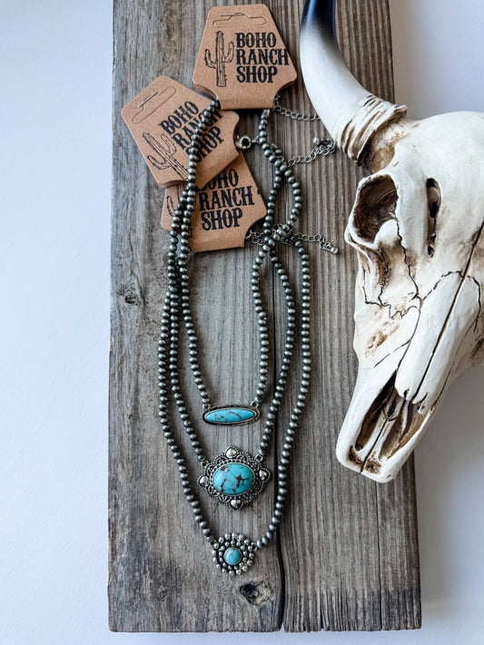 Western Turquoise Stone Choker Necklace