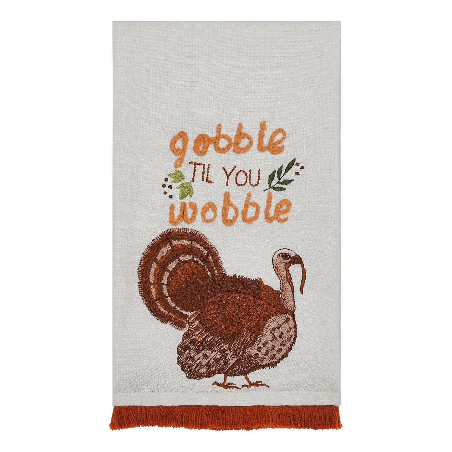 Festive Thanksgiving Gobble Til You Wobble Cotton Kitchen Dish Towel