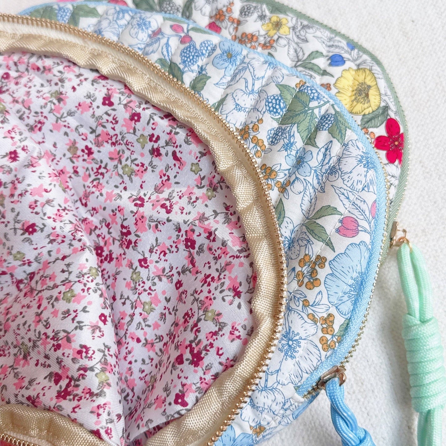Vintage-Inspired Quilted Floral Cosmetic Case assorted