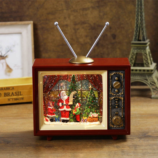 Musical Retro Style TV Snow Globe Lantern