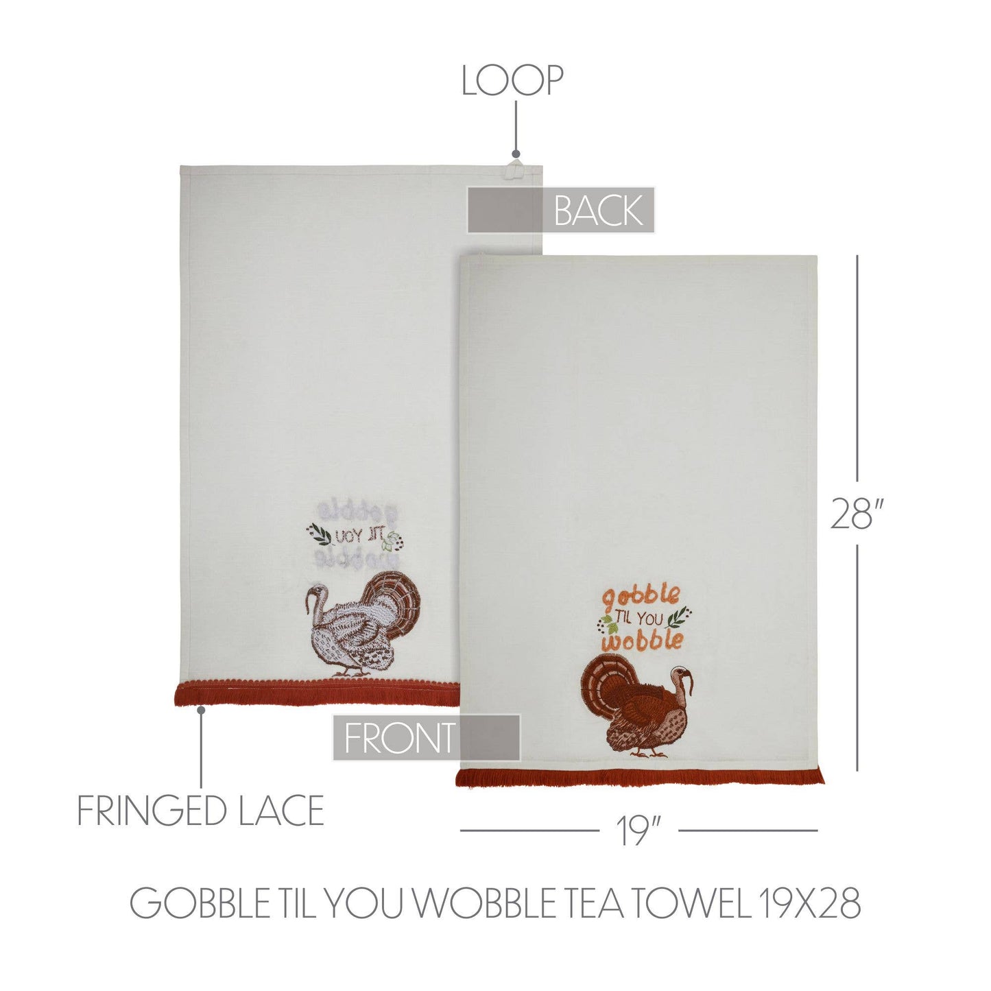 Festive Thanksgiving Gobble Til You Wobble Cotton Kitchen Dish Towel