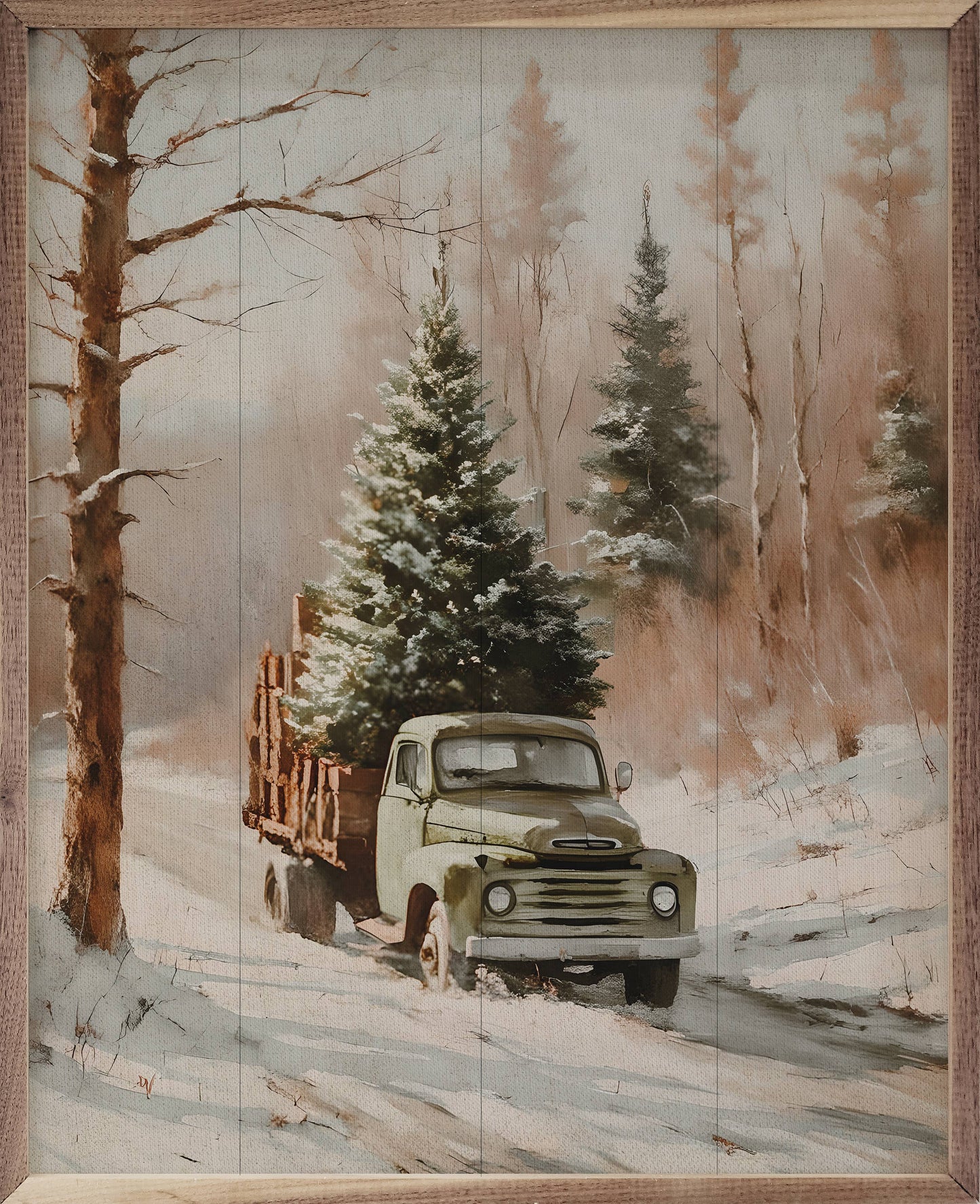 Christmas Tree Delivery Truck 8x10 Wooden Sign