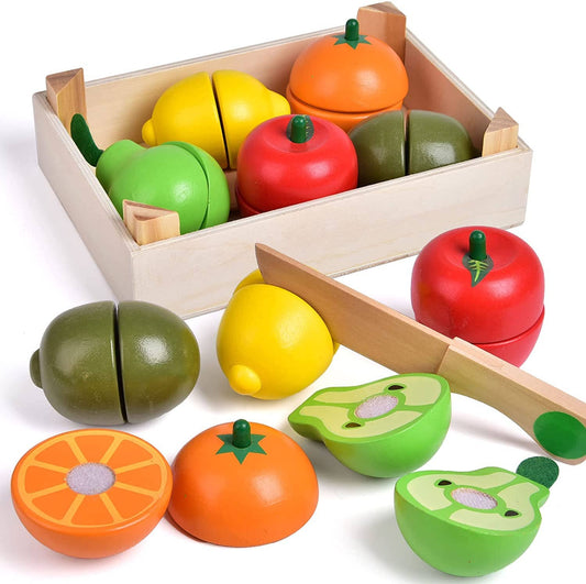 11 pcs Wooden Pretend-Play Fruit Cutting Set