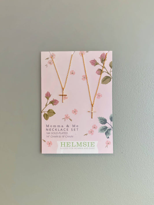 Momma + Me Cross Necklace Set