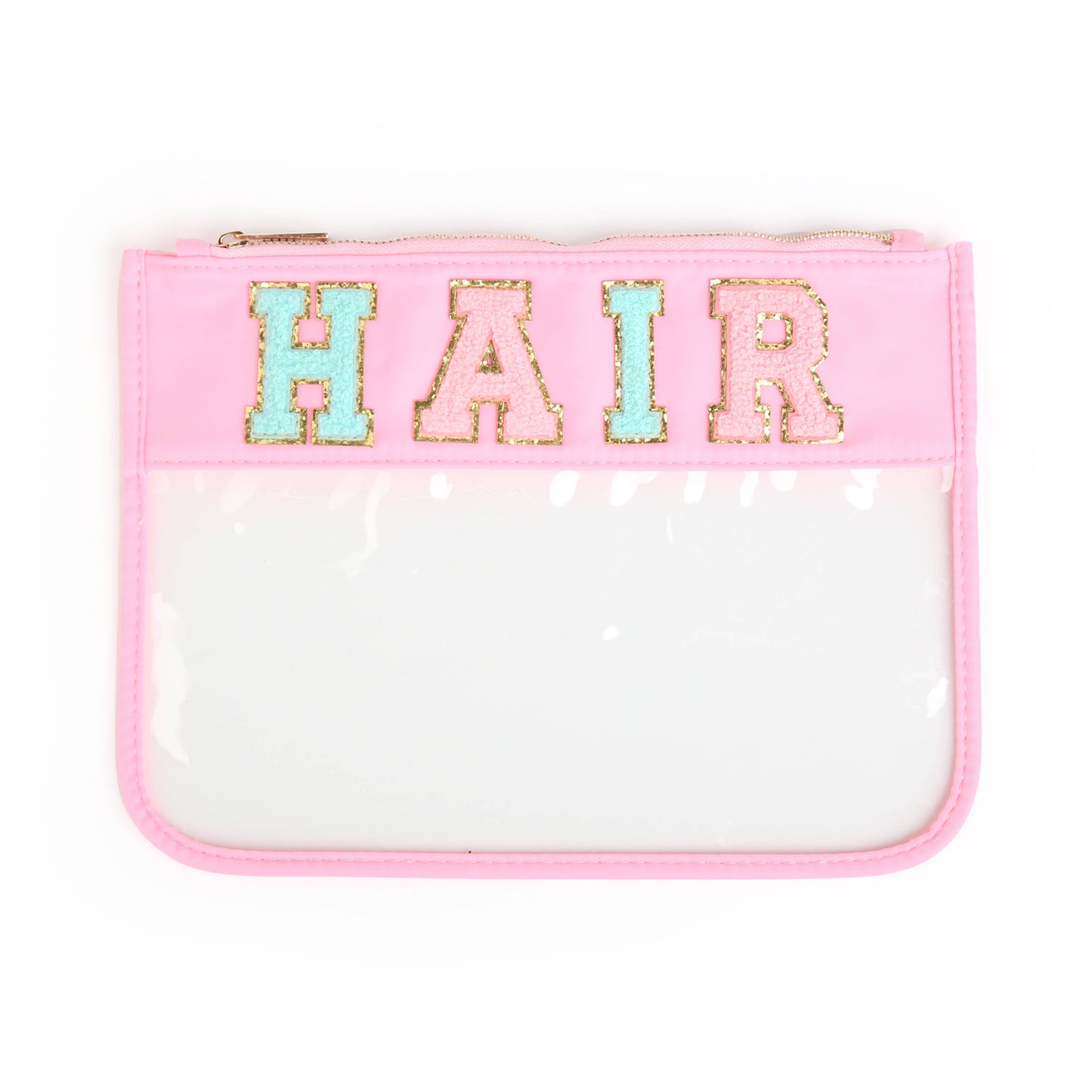 Varsity Letter Patch Clear Zippered Pouch Bag