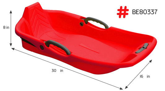 Red 1 Seater Snow Sled with Brake and Handle Cord