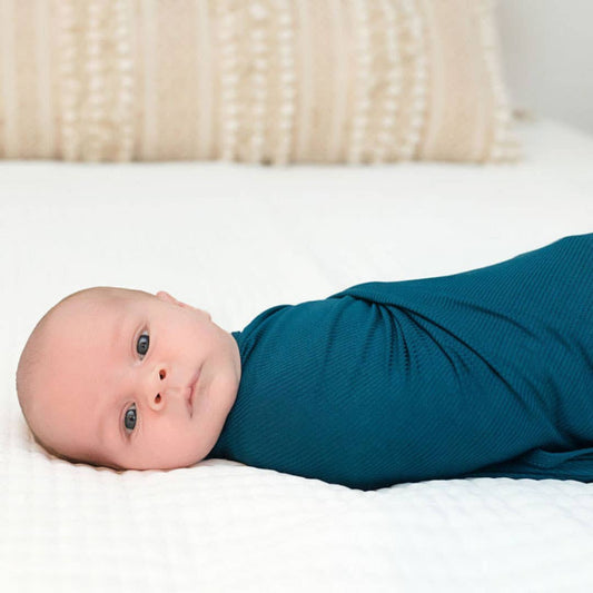 Ribbed Jewel Blue Swaddle Blanket