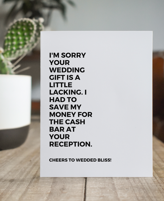 Gift is Lacking: Funny Wedding Greeting Card