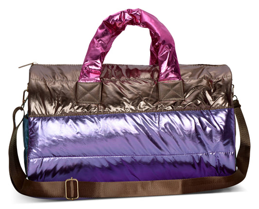 Icy Color Block Puffer Duffel Bag