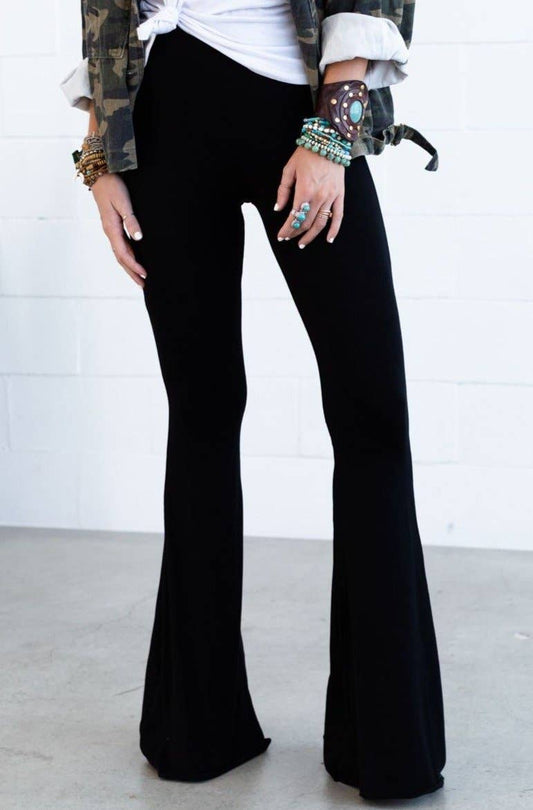 Cher Solid Black Raw Edge XL Flare Pants