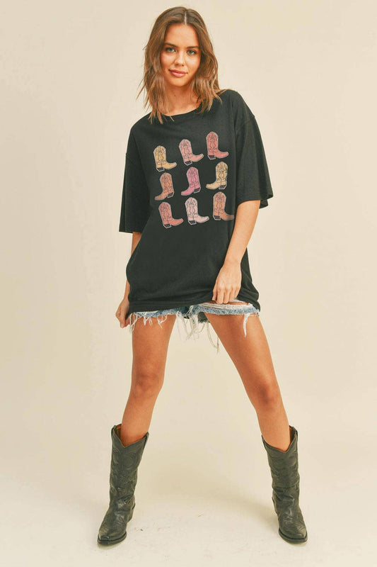 Cowboy Boots Graphic Oversized Tee