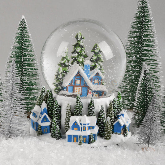 Blue House Christmas Snowglobe