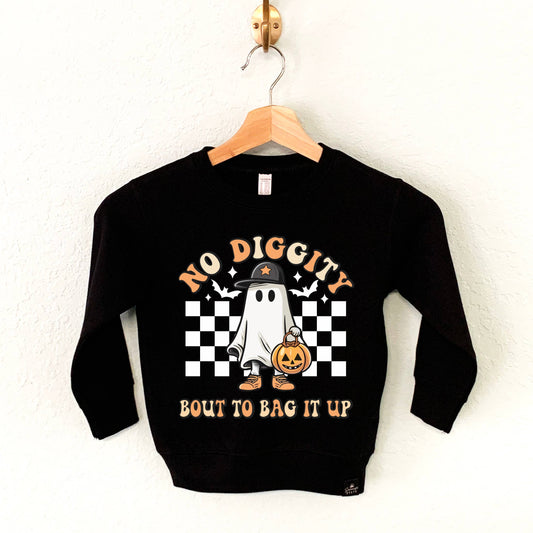 No Diggity Bout To Bag It Up Boy's Halloween Sweatshirt