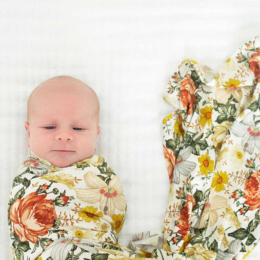 Stretchy Swaddle Blanket: Vintage Floral