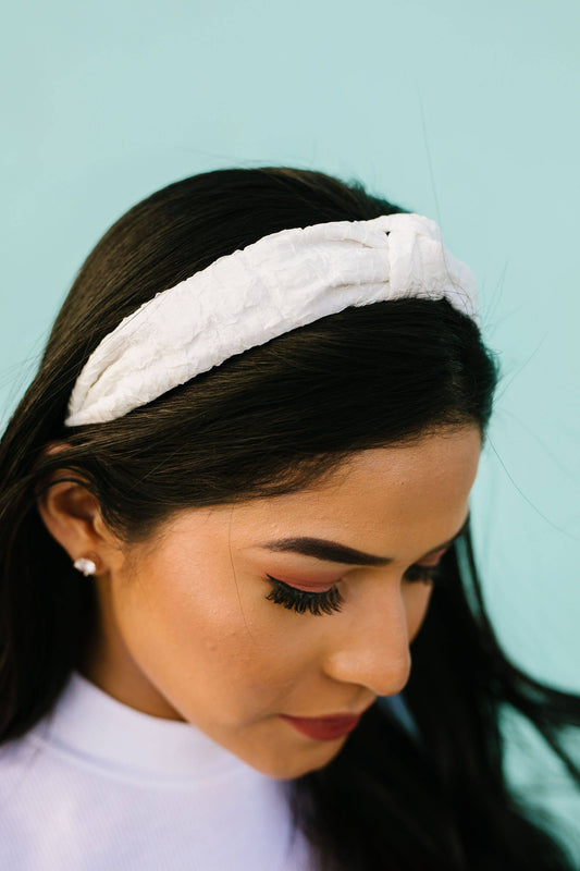 White Crushed Cotton Headband