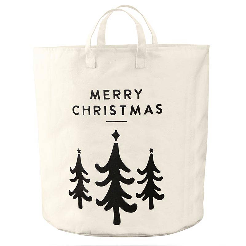 Large Merry Christmas Canvas Storage Tote